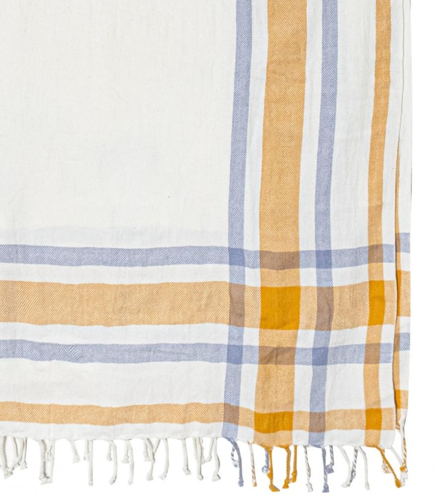 Deco & Linge De Maison Jamini | Serviette Plage Bleue & Jaune Moutarde