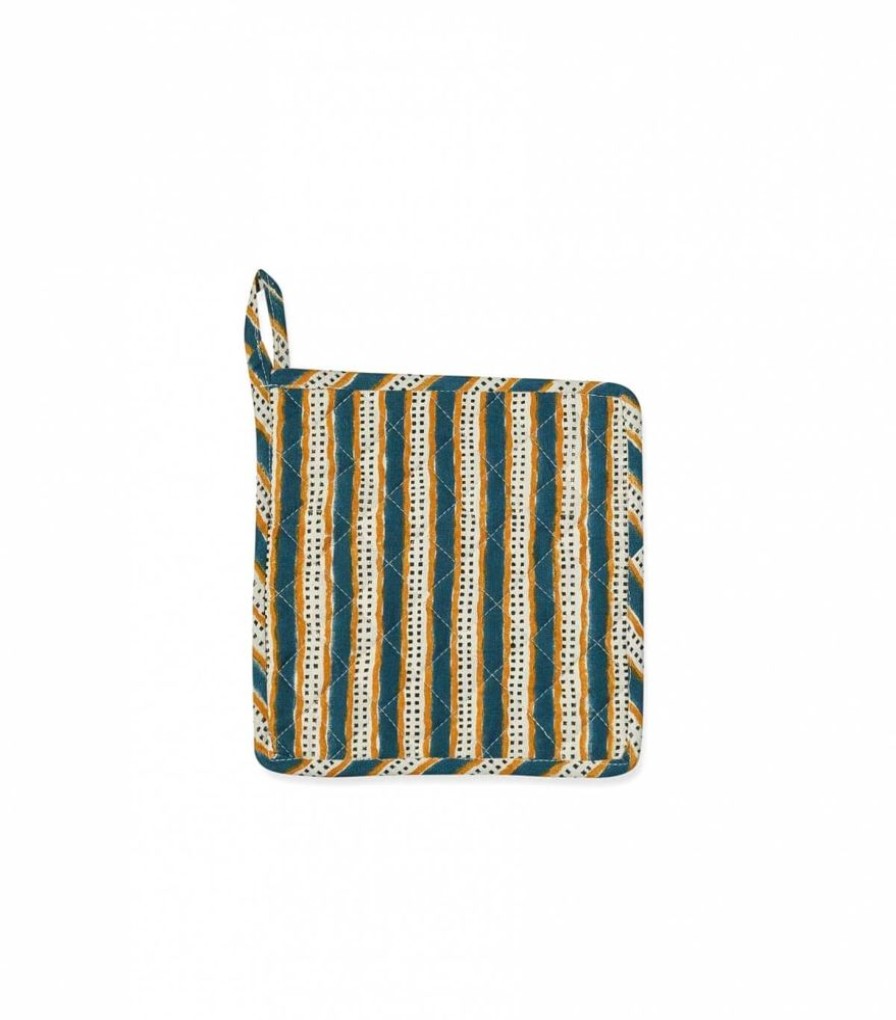 Linge De Table Jamini | Dessous De Plat Stripe Vert Pin