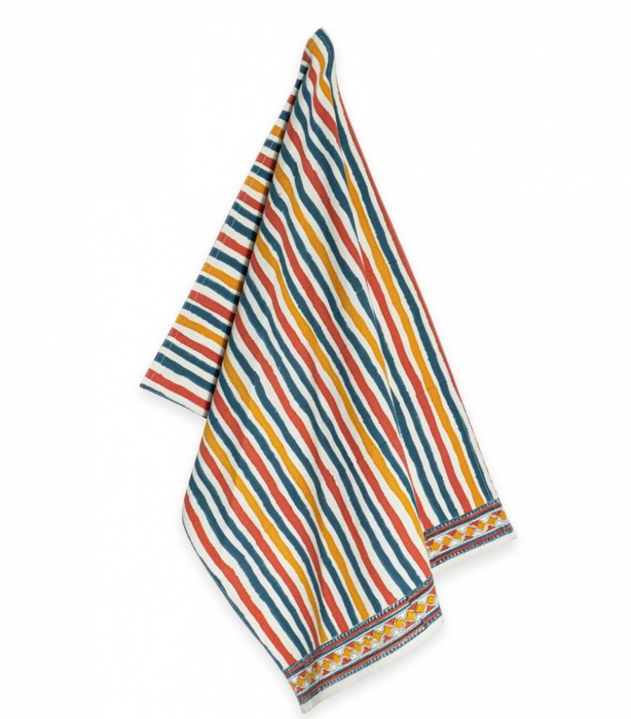 Linge De Table Jamini | Torchon De Cuisine Multi Stripe Bronze