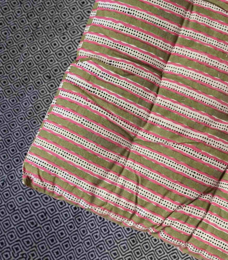 Deco & Linge De Maison Jamini | Matelas D'Assise Stripe Vert Tilleul
