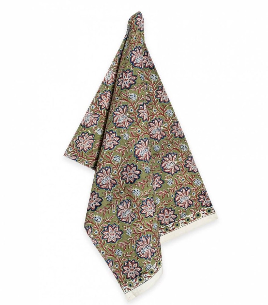 Linge De Table Jamini | Torchon De Cuisine Louise Vert Tilleul