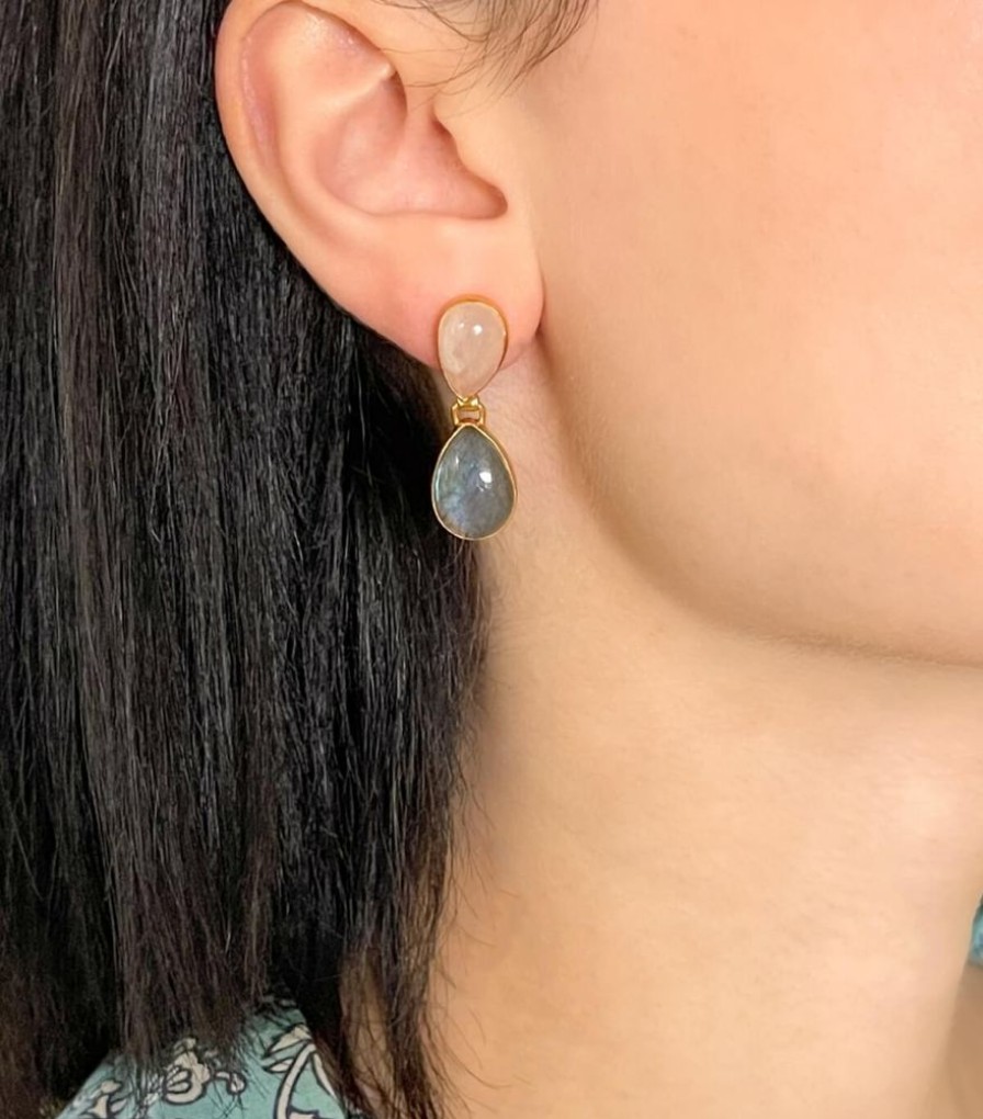Mode Jamini | Boucles D'Oreilles Quartz Rose