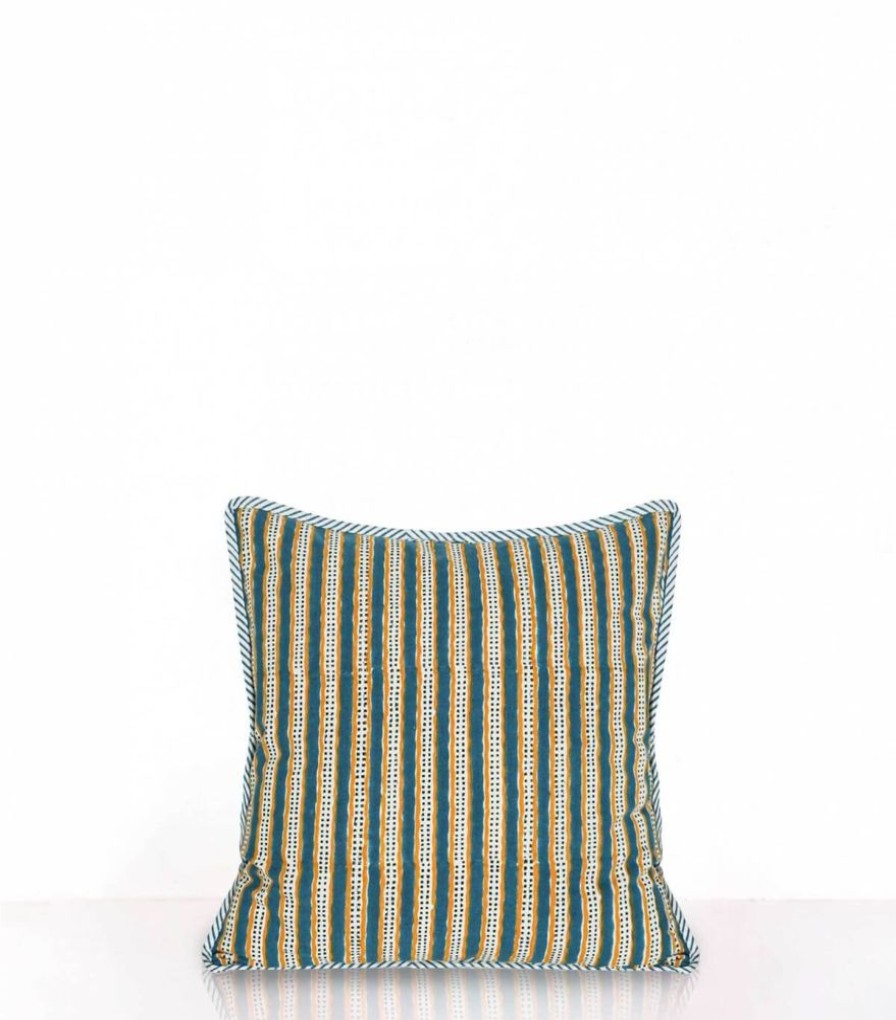 Deco & Linge De Maison Jamini | Housse De Coussin Rayee Vert Pin