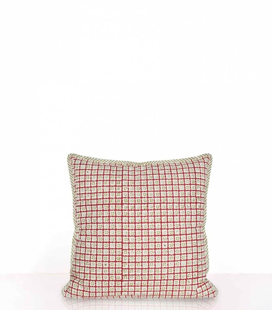 Deco & Linge De Maison Jamini | Housse De Coussin Carree Pranjal Vert Tilleul