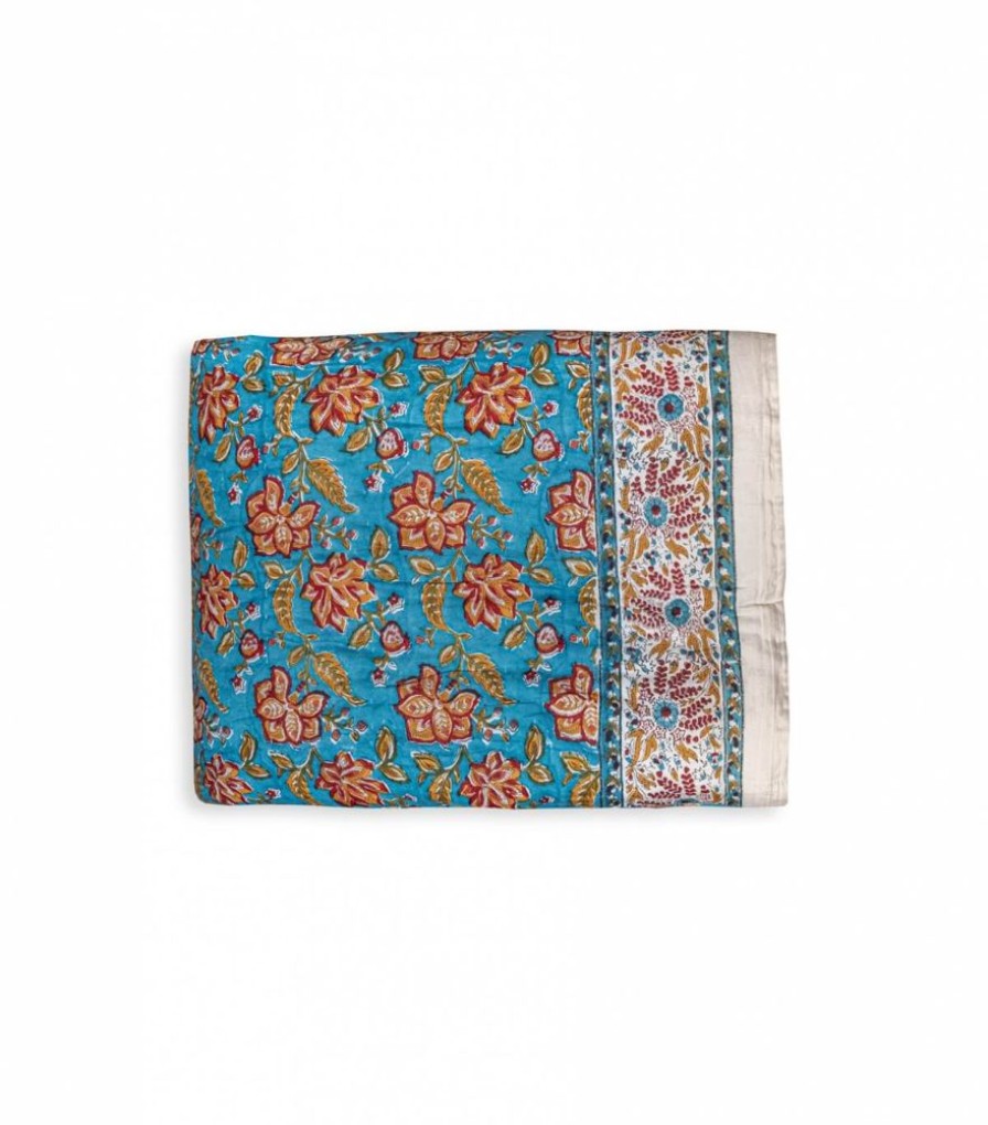 Deco & Linge De Maison Jamini | Edredon Fleuri Rang Bleu