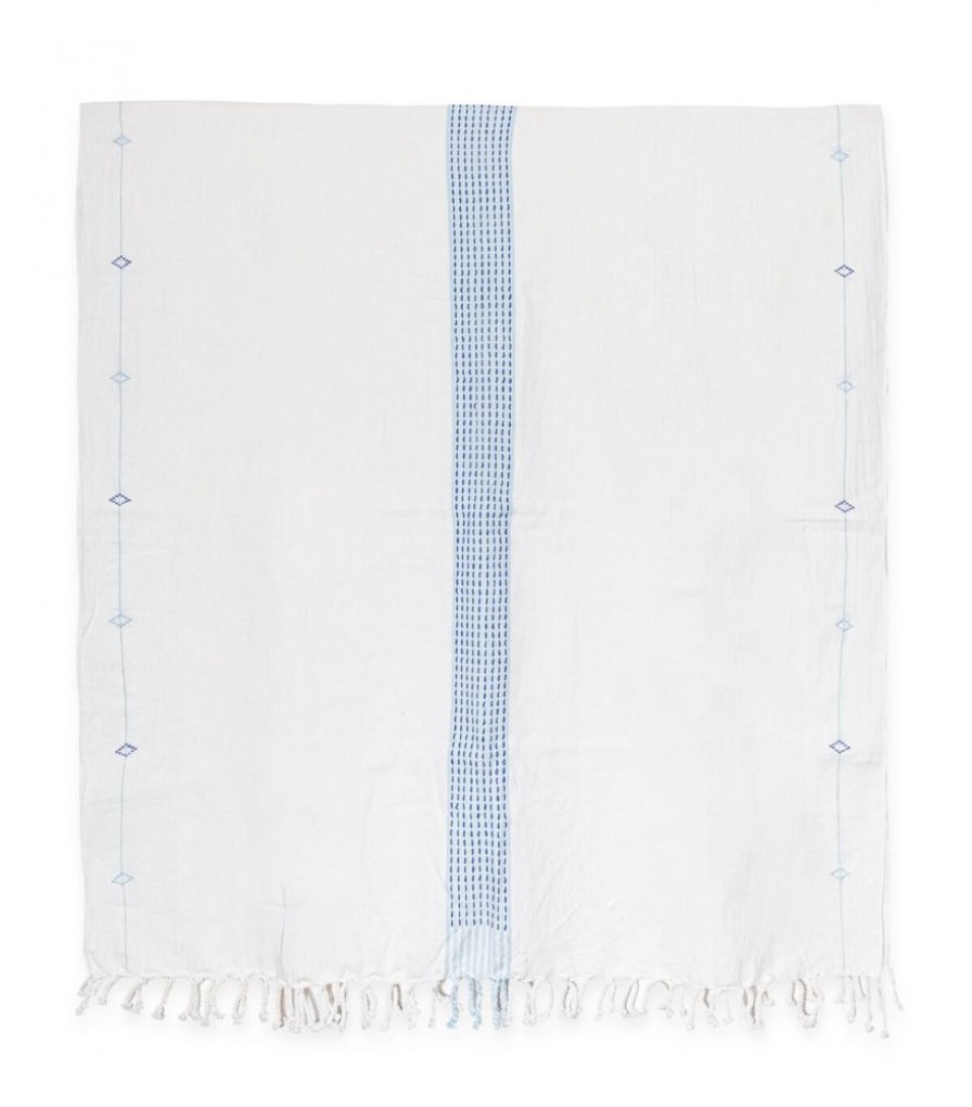 Deco & Linge De Maison Jamini | Serviette De Plage Jamdani Bleue