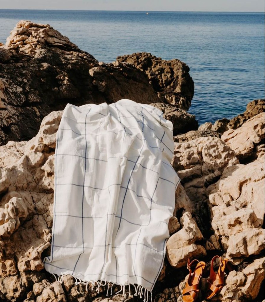 Deco & Linge De Maison Jamini | Serviette De Plage Indienne Bleue