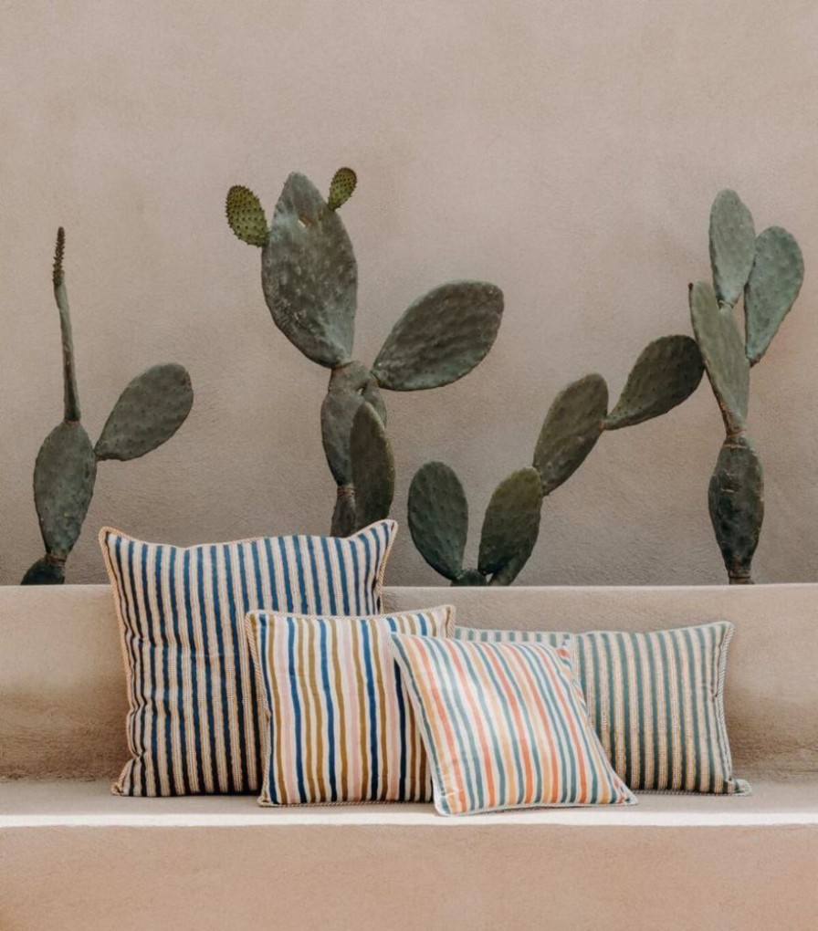 Deco & Linge De Maison Jamini | Housse De Coussin Carree Multi Stripe Bronze