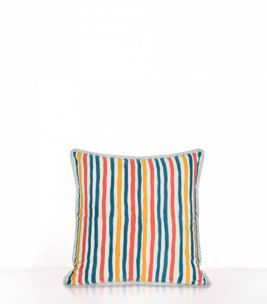 Deco & Linge De Maison Jamini | Housse De Coussin Carree Multi Stripe Bronze