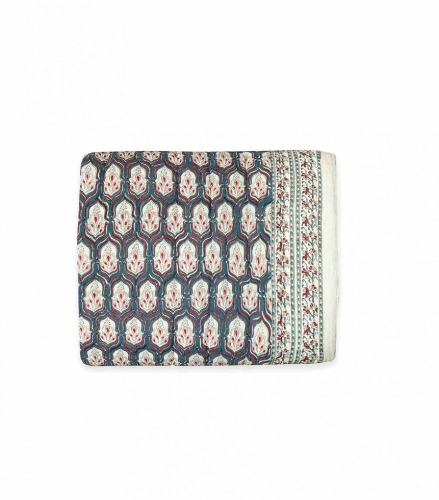 Deco & Linge De Maison Jamini | Edredon Imprime Pranjal Vert Pin