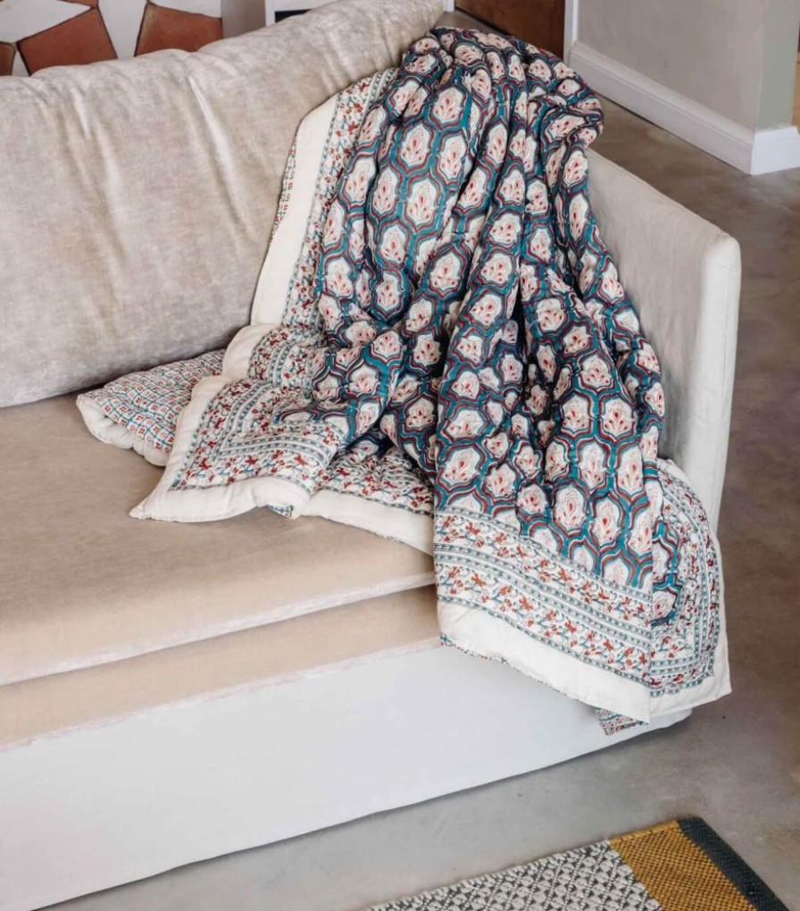 Deco & Linge De Maison Jamini | Edredon Imprime Pranjal Vert Pin