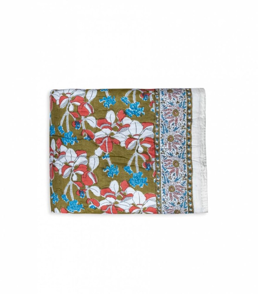 Deco & Linge De Maison Jamini | Edredon En Coton Iris Olive
