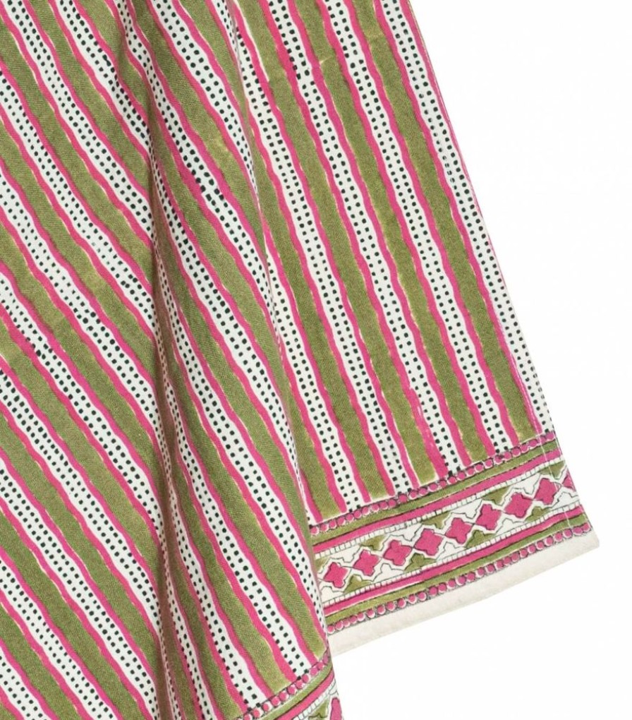 Linge De Table Jamini | Torchon De Cuisine Stripe Vert Tilleul