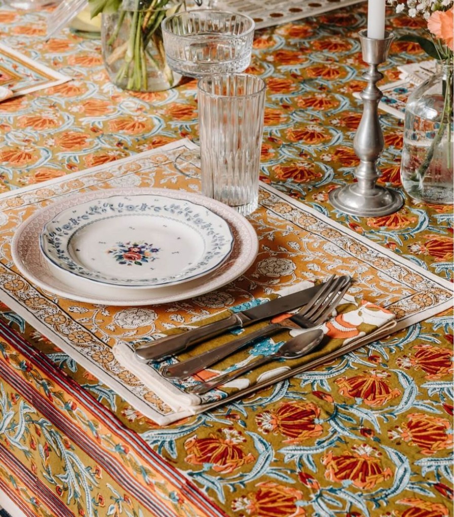 Linge De Table Jamini | Nappe 170*300 Jaipur Olive