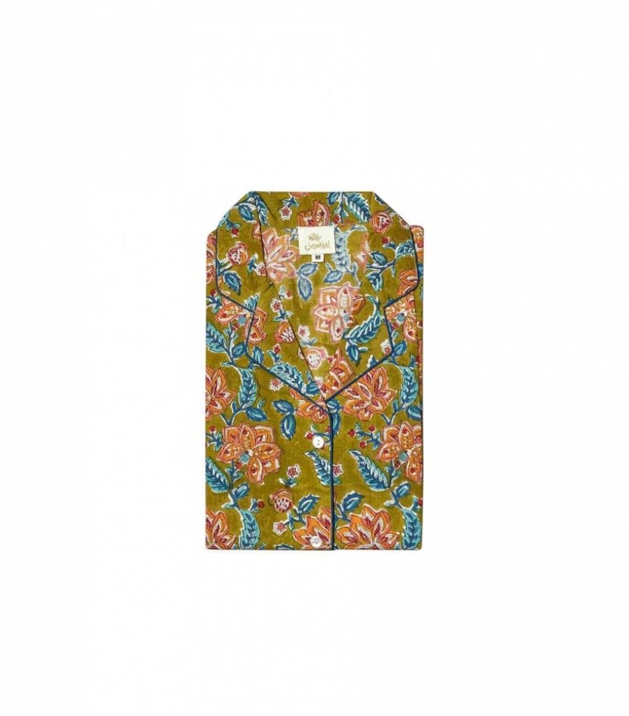Mode Jamini | Pyjama Imprime Rang Vert Kaki