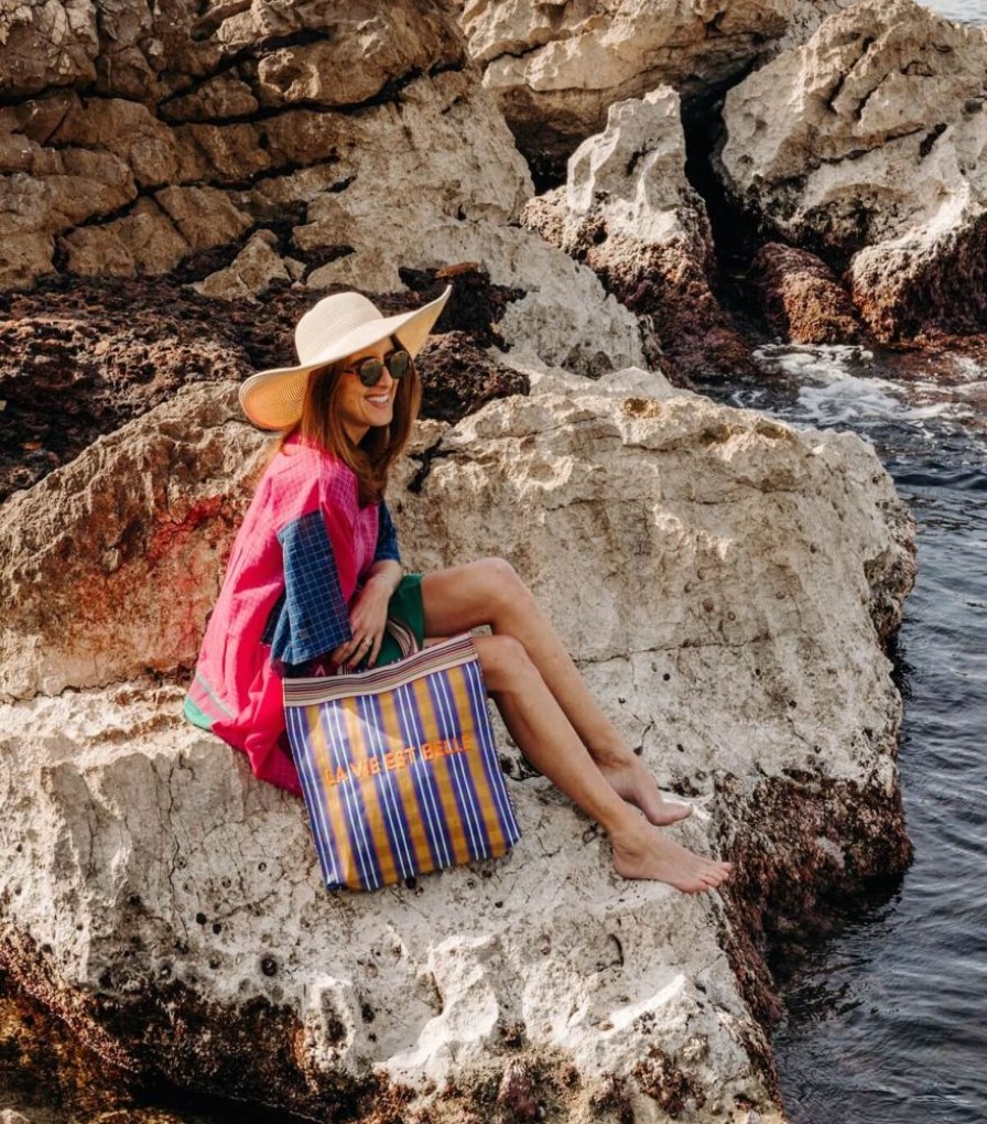 Mode Jamini | Kaftan De Plage Fuchsia Et Bleu Marine