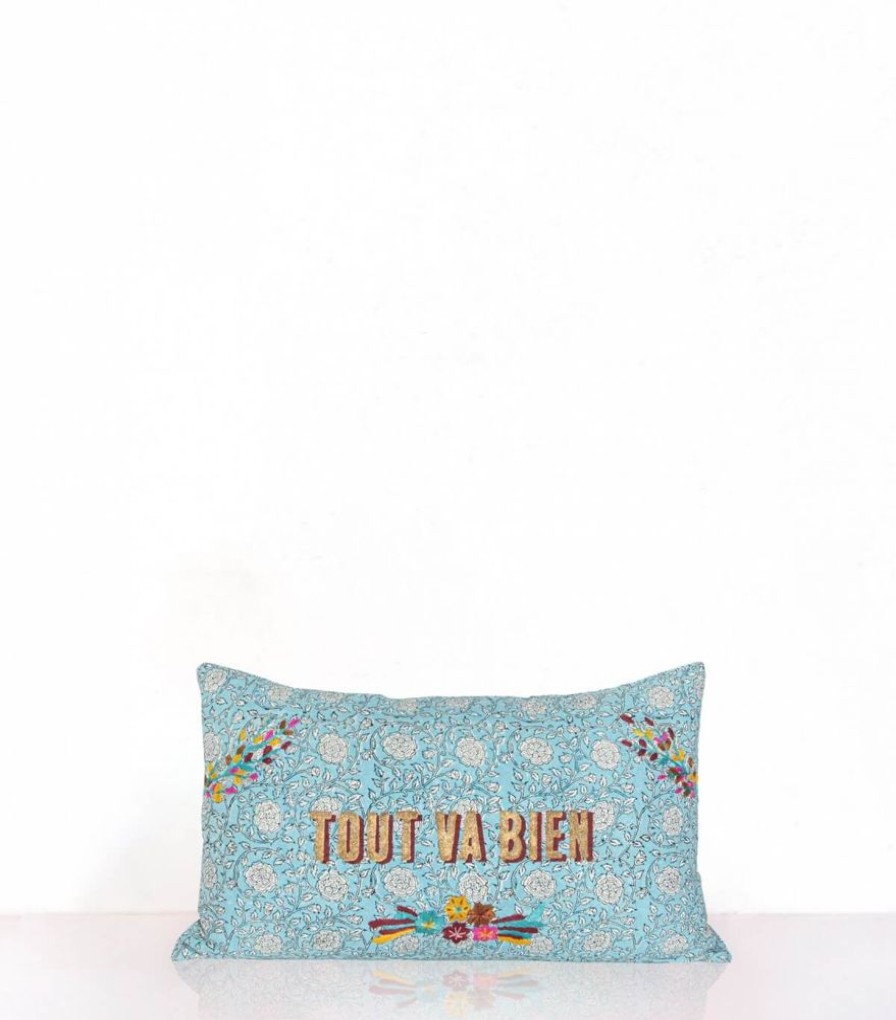 Deco & Linge De Maison Jamini | Housse De Coussin Bana Tvb Bleu Clair