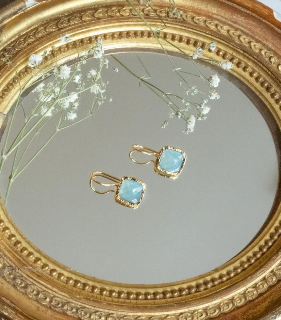 Mode Jamini | Dormeuses Aqua Chalcedony
