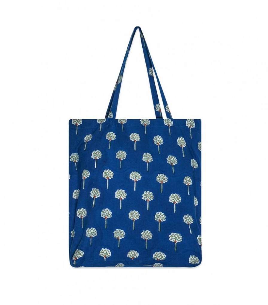 Sacs & Pochettes Jamini | Tote Bag Fleuri B Rani Bleu Nuit