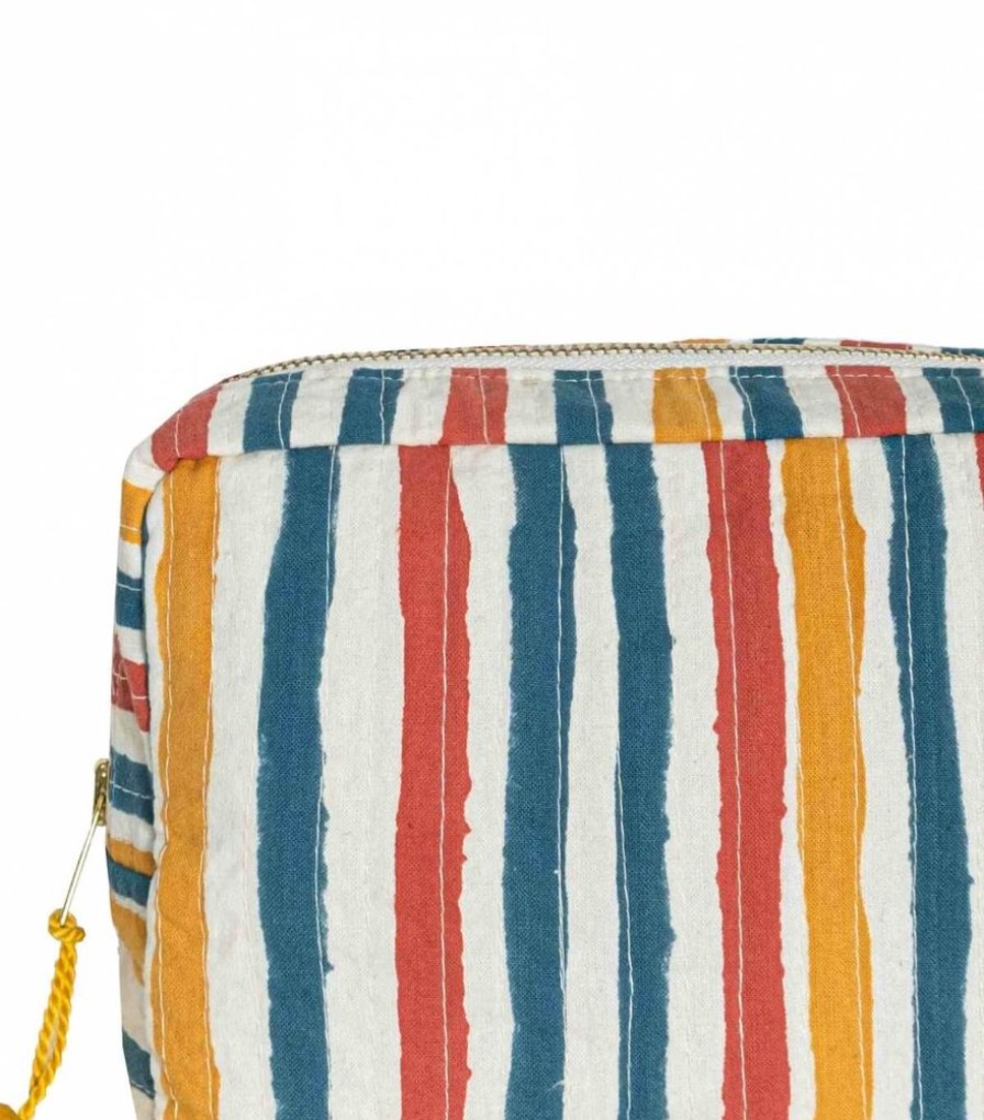 Sacs & Pochettes Jamini | Pochette A Maquillage Multi Stripe Bronze