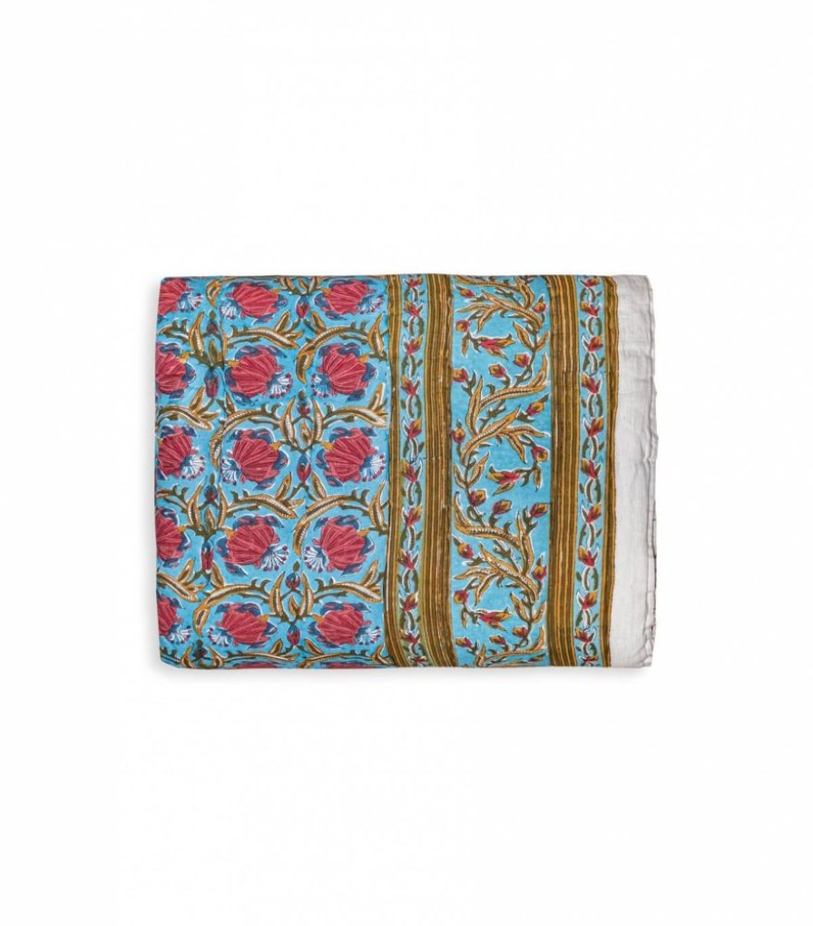 Deco & Linge De Maison Jamini | Couette Indienne Jaipur Bleu Clair