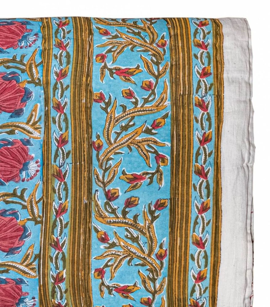 Deco & Linge De Maison Jamini | Couette Indienne Jaipur Bleu Clair