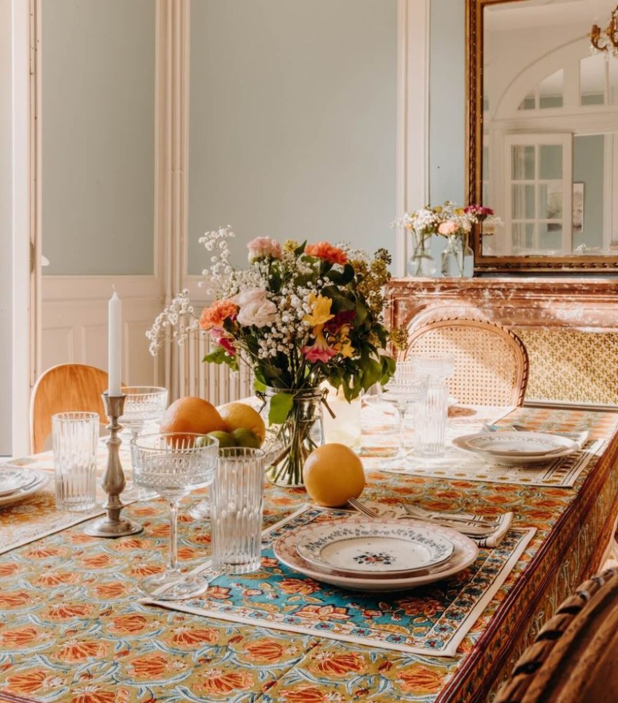 Linge De Table Jamini | Nappe 170*250 Jaipur Olive