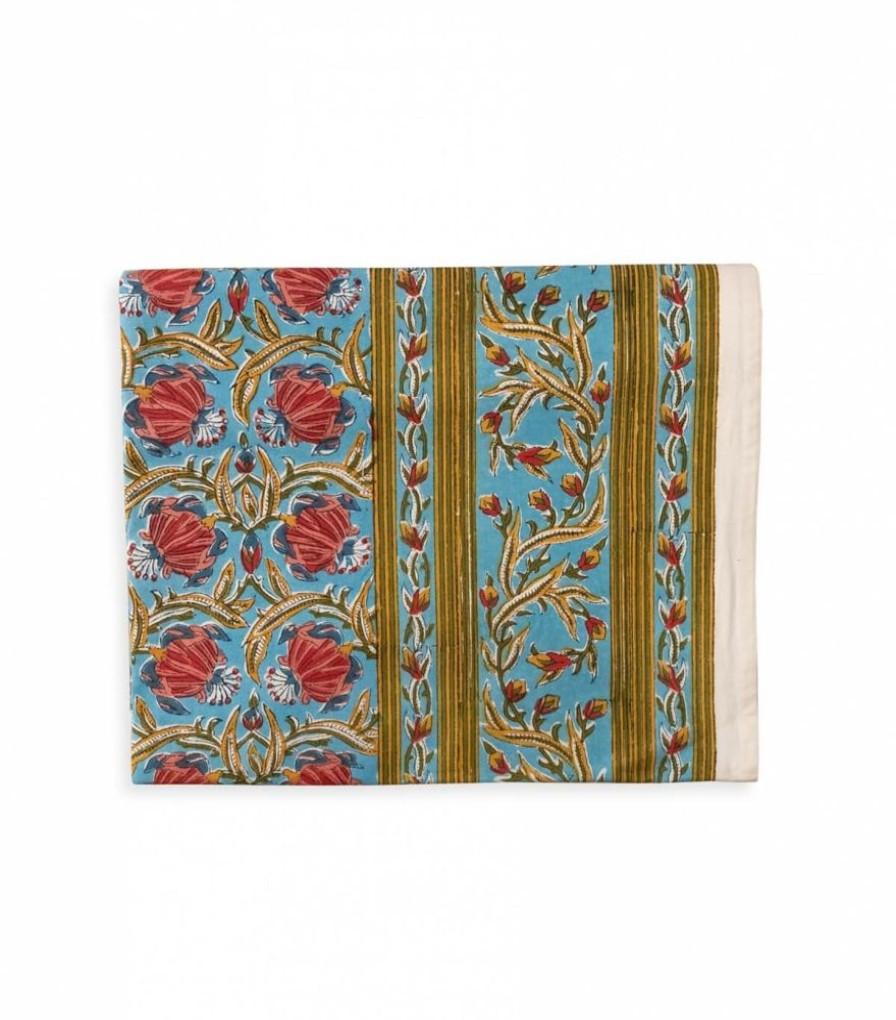 Linge De Table Jamini | Nappe Rectangle Jaipur Bleu Clair