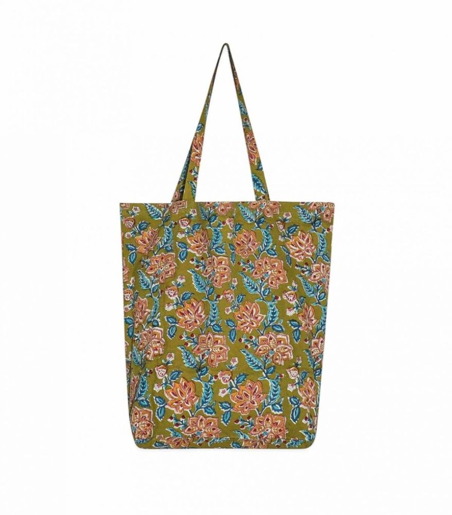 Sacs & Pochettes Jamini | Tote Bag Fleuri Lvb Rang Vert Kaki