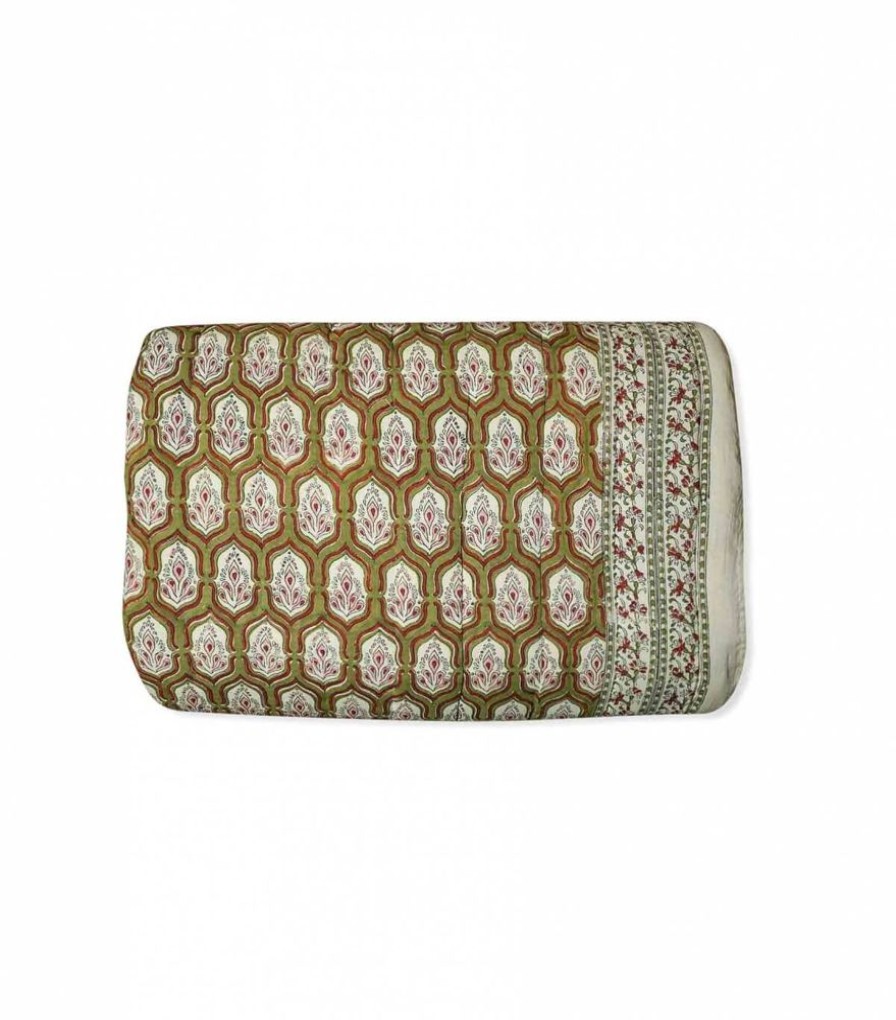 Deco & Linge De Maison Jamini | Edredon Indien Pranjal Vert Tilleul
