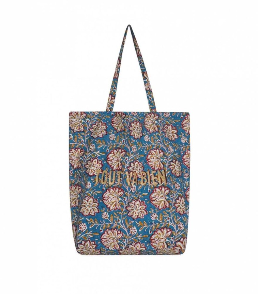 Sacs & Pochettes Jamini | Tote Bag Fleuri Tvb Louise Vert Pin