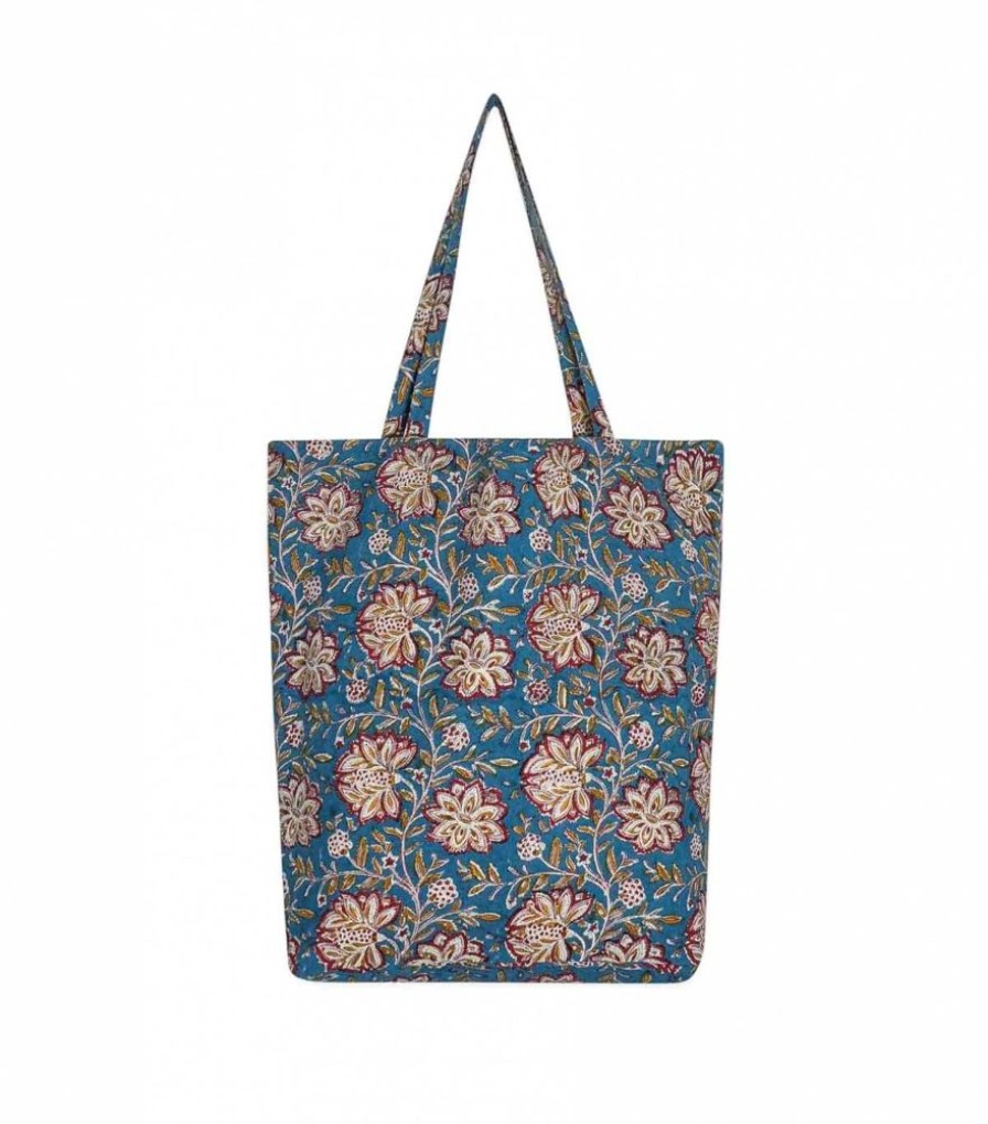 Sacs & Pochettes Jamini | Tote Bag Fleuri Tvb Louise Vert Pin