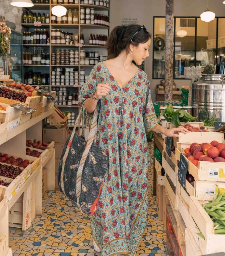 Mode Jamini | Robe Fleurie Jaipur Bleu Clair