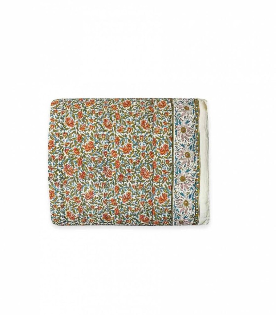 Deco & Linge De Maison Jamini | Edredon Fleuri Reema Olive
