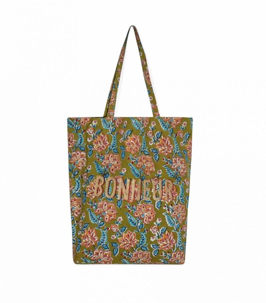 Sacs & Pochettes Jamini | Tote Bag En Coton B Rang Vert Kaki