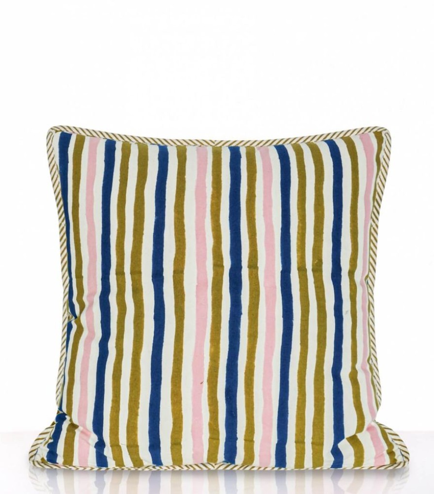 Deco & Linge De Maison Jamini | Taie D'Oreiller Multi Stripe Olive