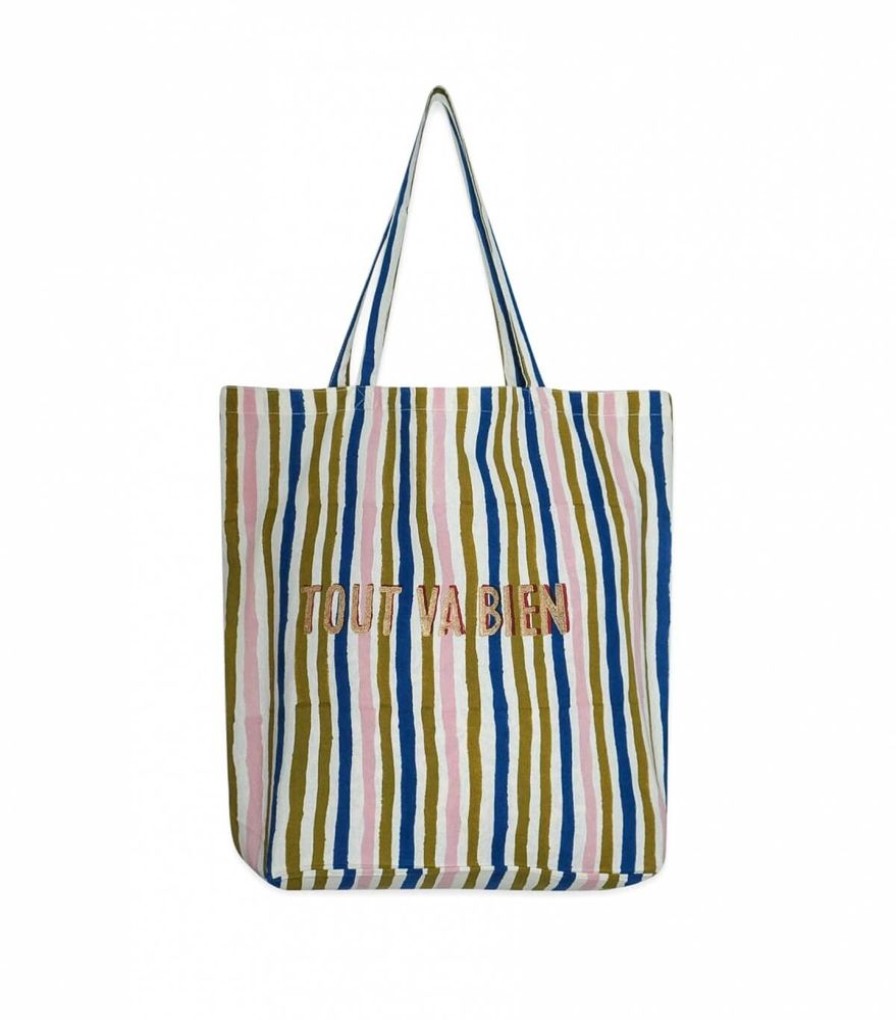 Sacs & Pochettes Jamini | Tote Bag Indien Tvb Multi Stripe Olive