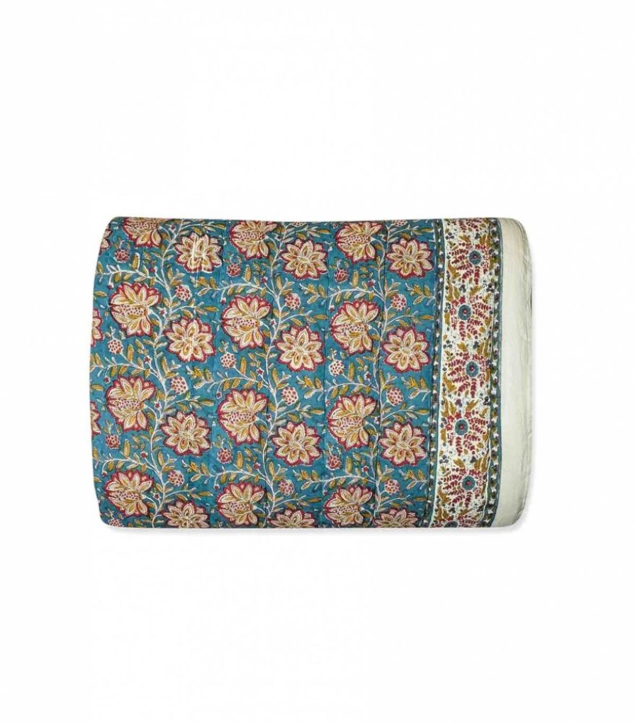 Deco & Linge De Maison Jamini | Edredon Fleuri Louise Vert Pin