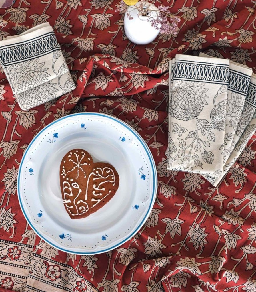 Linge De Table Jamini | 1 Nappe Bagri & 6 Serviettes Indi