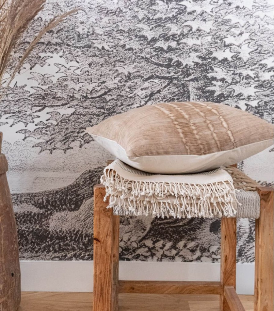 Deco & Linge De Maison Jamini | Tabouret Indien Ecru & Beige