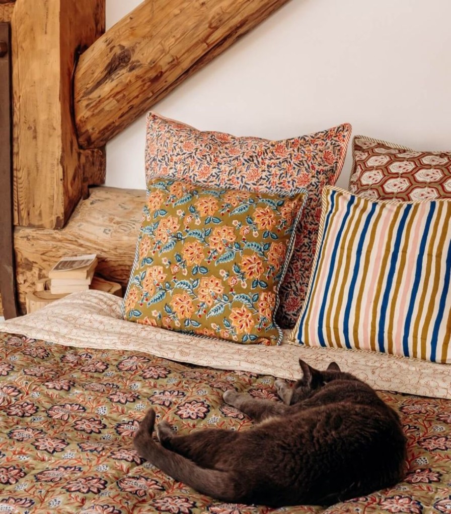 Deco & Linge De Maison Jamini | Edredon Fleuri Louise Vert Tilleul