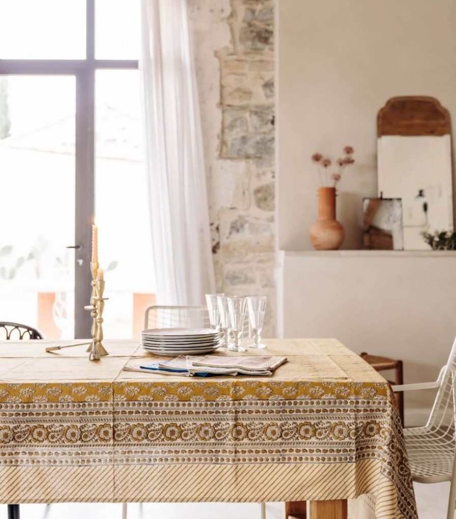 Linge De Table Jamini | Nappe Moutarde Bagru