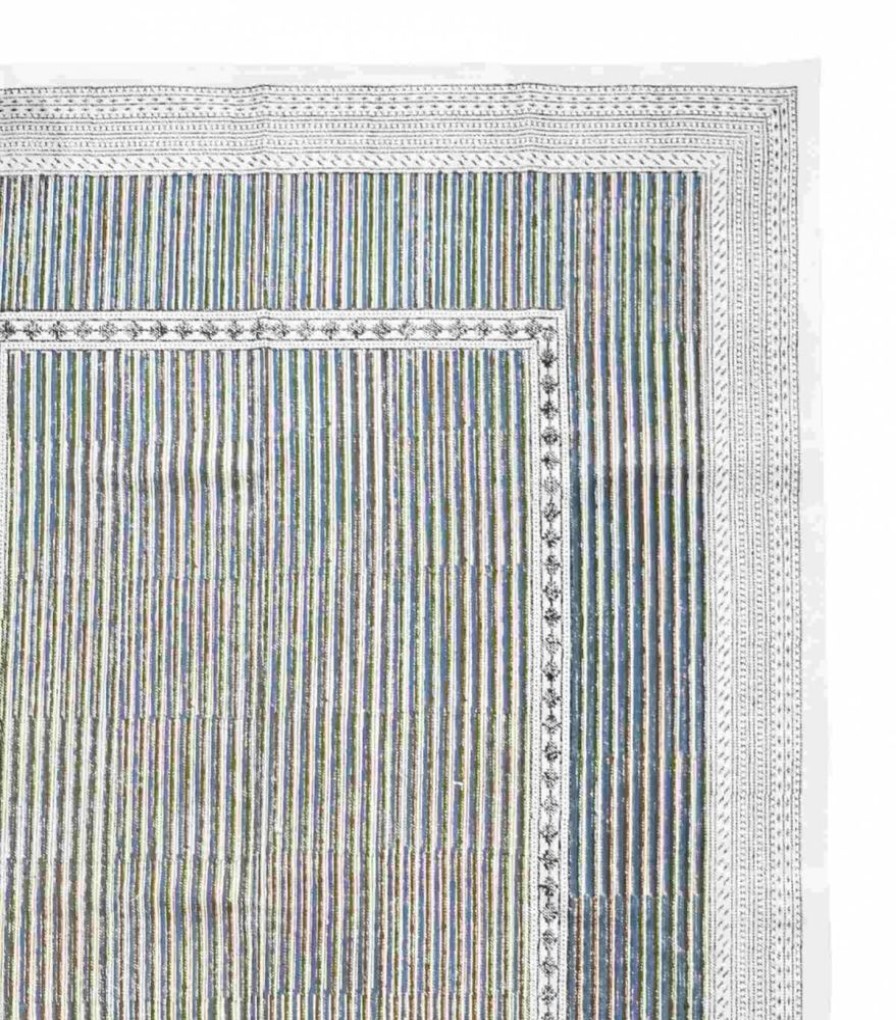 Deco & Linge De Maison Jamini | Tapis Graphique Parul Kaki Et Bleu Nuit