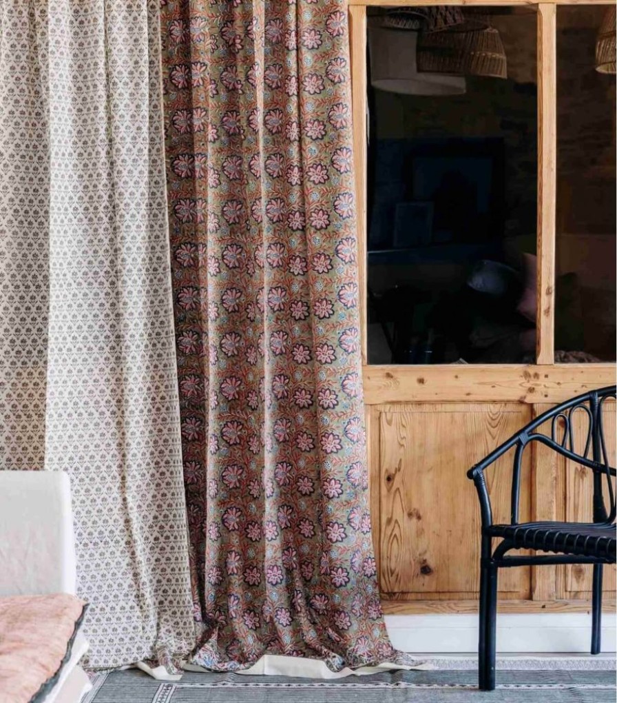 Deco & Linge De Maison Jamini | Rideau Imprime Louise Vert Tilleul