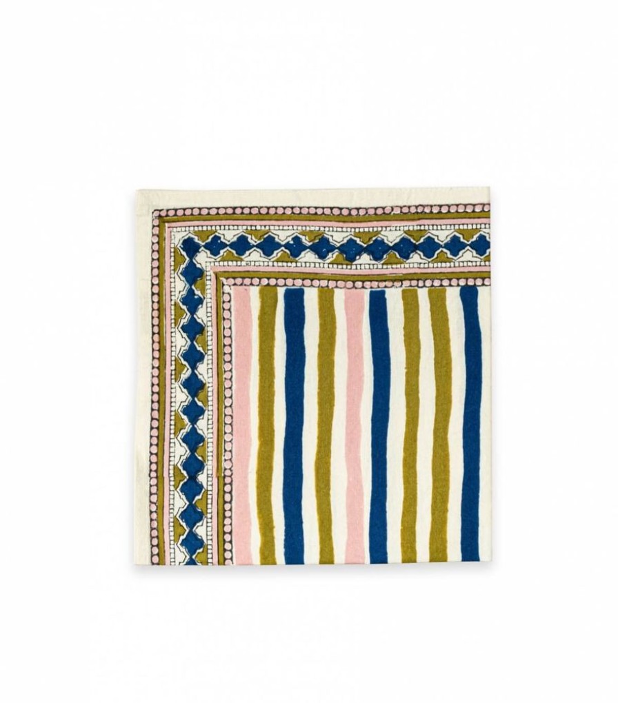 Linge De Table Jamini | Serviette De Table Multi Stripe Olive