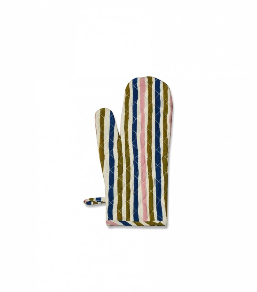 Linge De Table Jamini | Gant De Cuisine Multi Stripe Olive