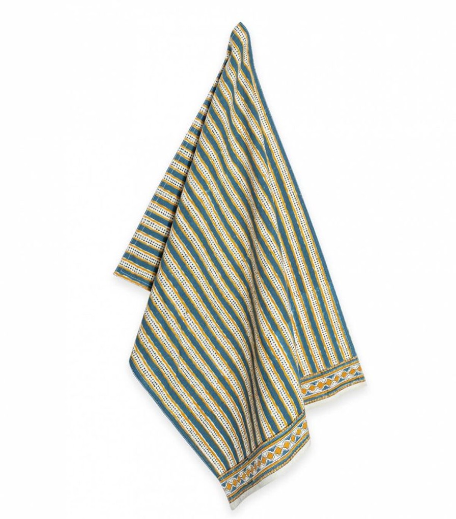 Linge De Table Jamini | Torchon De Cuisine Stripe Vert Pin