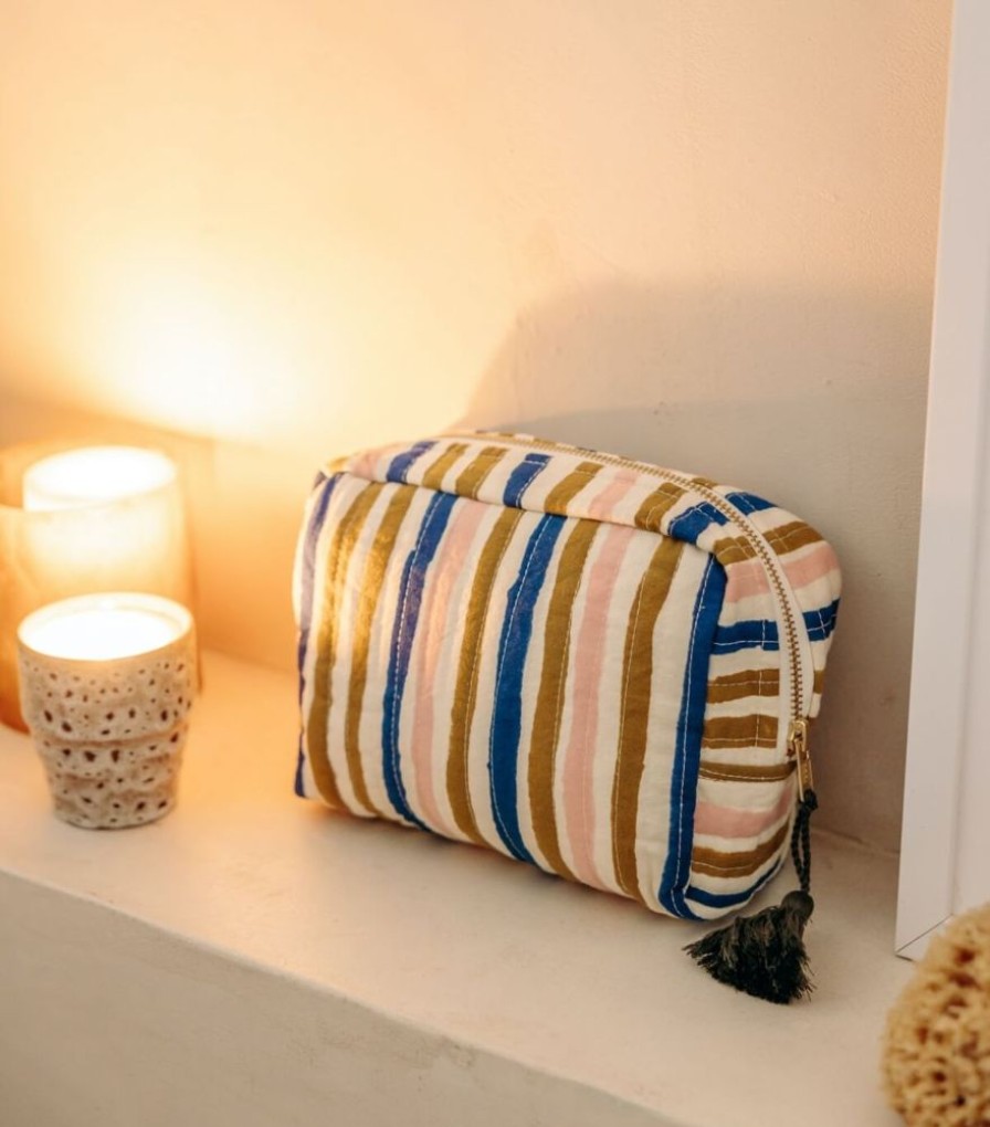 Sacs & Pochettes Jamini | Trousse De Toilette Multi Stripe Olive