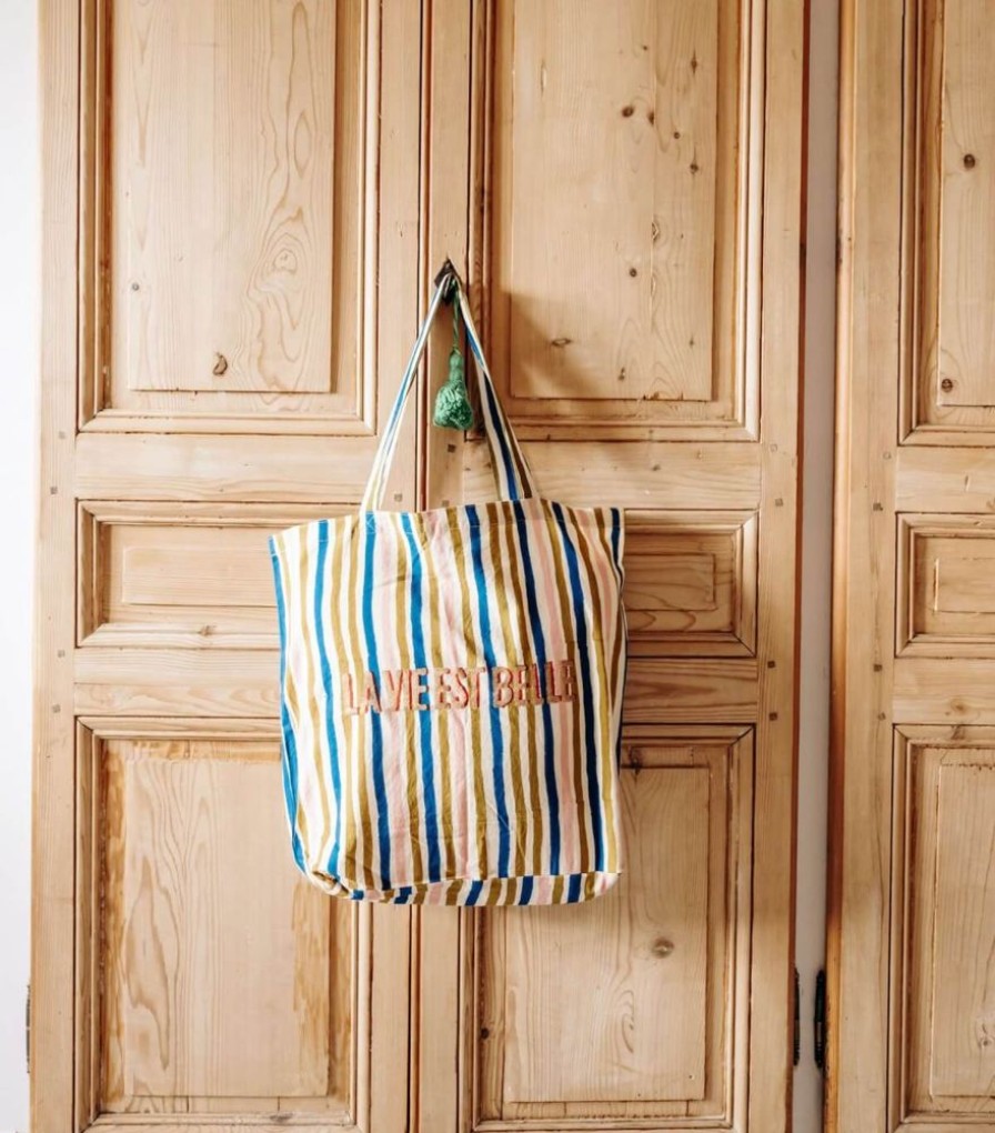 Sacs & Pochettes Jamini | Tote Bag En Coton Lvb Multi Stripe Olive