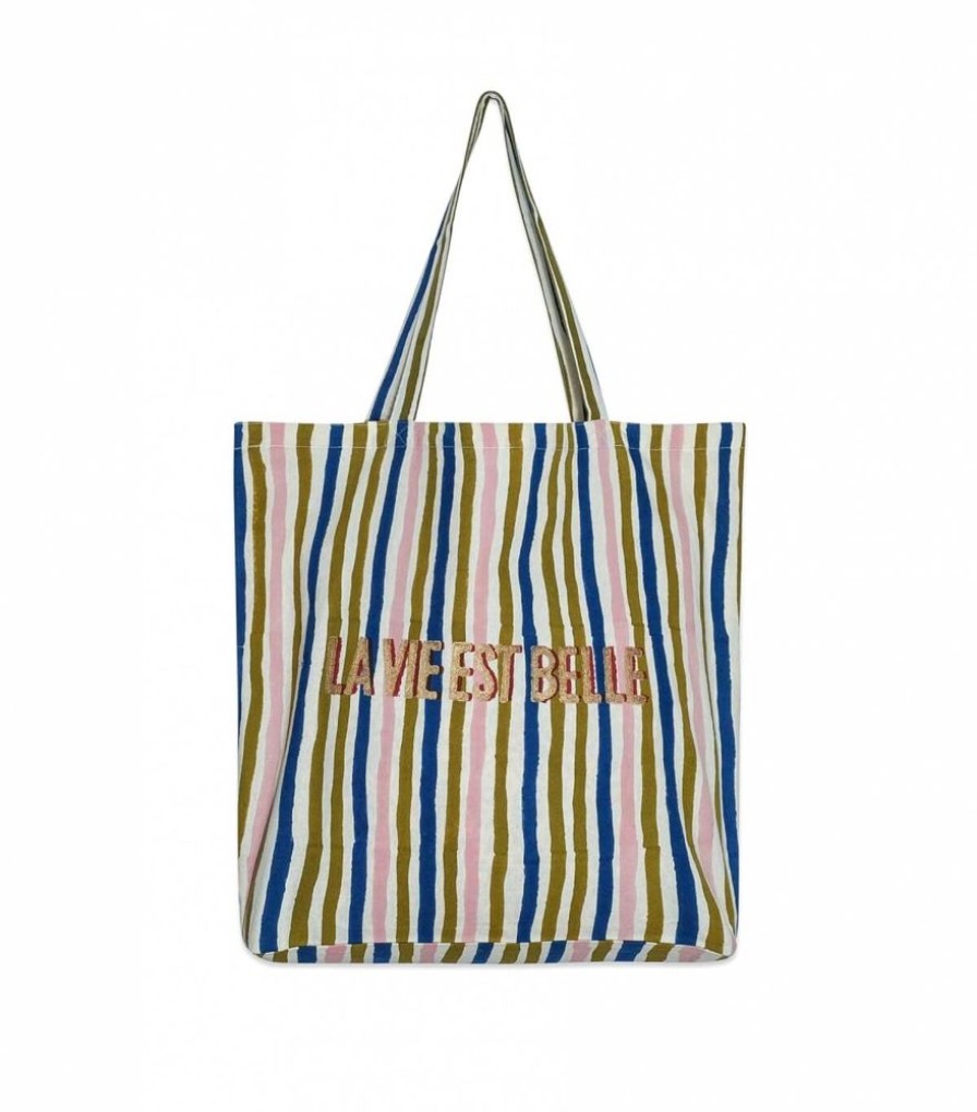 Sacs & Pochettes Jamini | Tote Bag En Coton Lvb Multi Stripe Olive